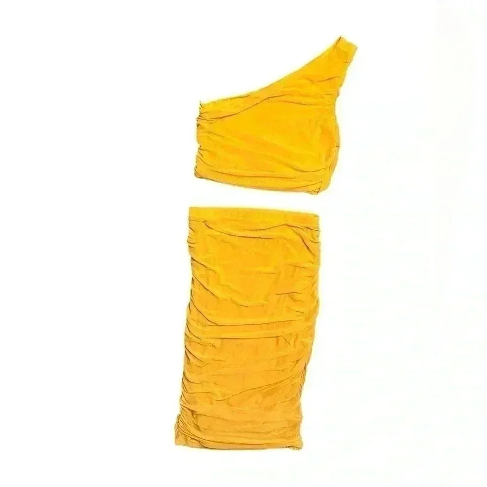House of Harlow 1960 Orange Rouched 2-piece Skirt Set XS